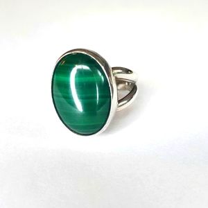 Malachite silver ring, sz 6